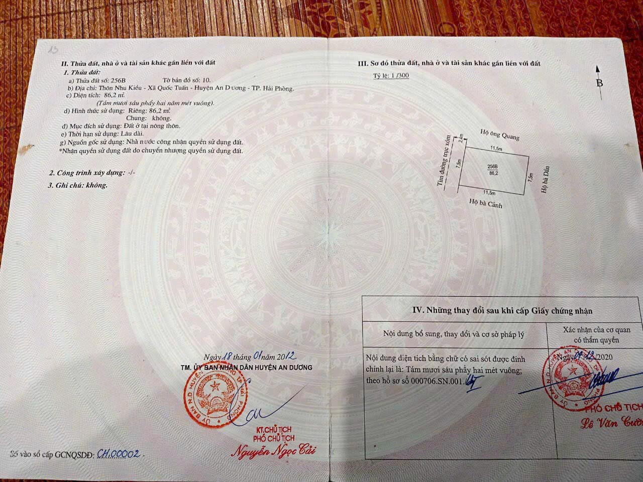 CẦN BÁN LÔ ĐẤT XÓM 4, THÔN NHU KIỀU, XÃ QUỐC TUẤN, AN DƯƠNG
